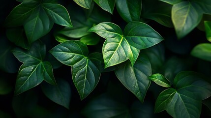 Poster - Nature of dark green leaf in garden Natural green leaves plants using  background cover page environment ecology or greenery wallpaper : Generative AI