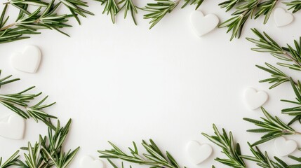 Sticker - Rosemary and Hearts Frame   White Background  Natural  Herbal  Wedding  Love