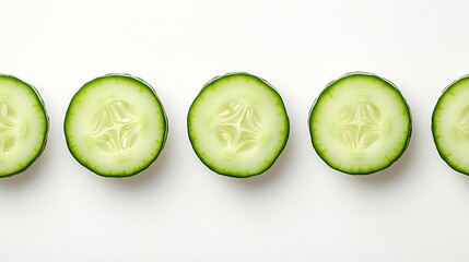 Aufkleber - Round cucumber slices from different angles isolated on a white background : Generative AI