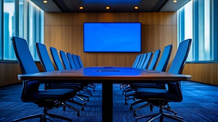 Leinwandbilder - New board room with table chairs and LCD display on wall : Generative AI