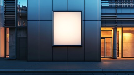 Poster - Rectangular mockup of outdoor business signboard on the wall by the entrance door : Generative AI