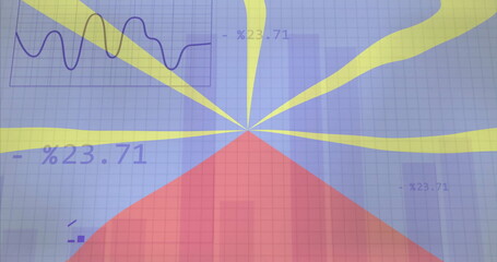 Poster - Collecting data text image over graphs and charts on Reunion Radiant Volcano Flag