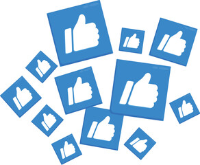 Poster - Thumbs up icons are floating, concept of social media success