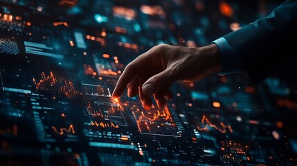 Poster - Businessman touching increase arrow graph corporate future growth year 2023 to 2024 New Goals with Plans and Visions for Next Year 2024 Opportunity challenge and business strategy : Generative AI