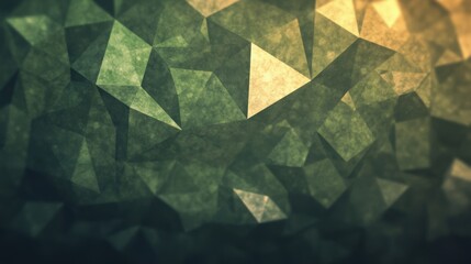 Poster - A complex pattern of green geometric shapes intertwines to create a visually striking abstract texture, highlighting unique angles and shades