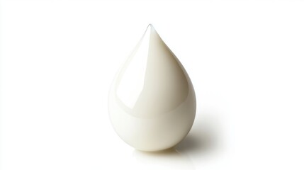 Single milk drop with smooth texture, isolated on a clean white background.