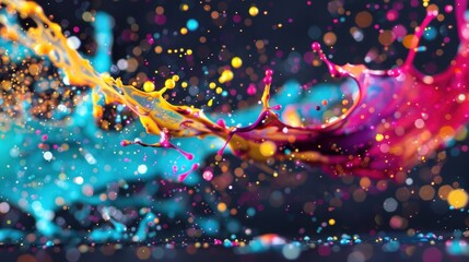 Poster - A dynamic burst of colorful paint splashes with sparkling highlights, showcasing a burst of creativity and artistic energy