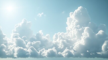 Poster - White and grey cumulus clouds floating in sunny sky after storm with natural sunlight Dramatic cloudscape fluffy cloudy scene outdoor environment Abstract nature background Freedom con : Generative AI