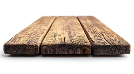 Aufkleber - Empty brown wooden table isolated on white : Generative AI