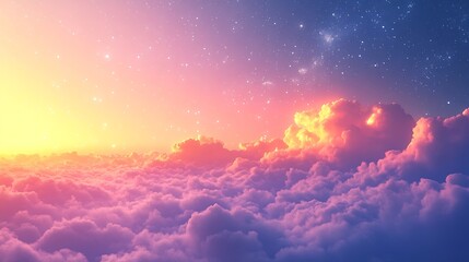 Fototapete - Evening or morning sky with stars and clouds sunset or dawn Abstract natural background : Generative AI