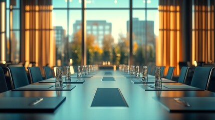 Poster - Empty Modern meeting room : Generative AI