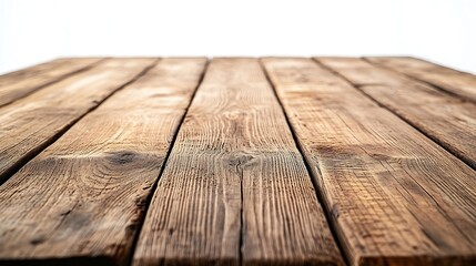 Aufkleber - Empty light wooden table isolated on white : Generative AI