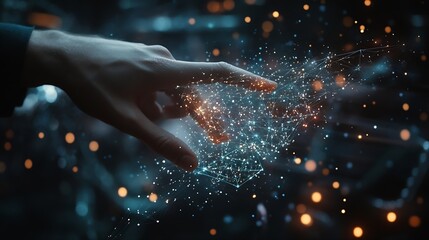 Aufkleber - Businessman touching global network and data exchanges  Innovation of future generation technology Metaverse AI Transformation of Big data on Digital networking : Generative AI