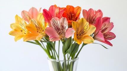 Aufkleber - Beautiful alstroemeria flowers in vase isolated on white : Generative AI