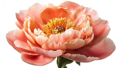 Wall Mural - Peony  flower  on a  white isolated background with clipping path Closeup For design Nature : Generative AI