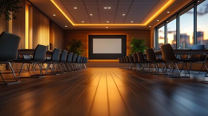 Poster - Conference room  typical empty conference room with chairs and LCD projector : Generative AI