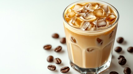 Aufkleber - Latte ice coffee put on white backgroundisolated picture style : Generative AI