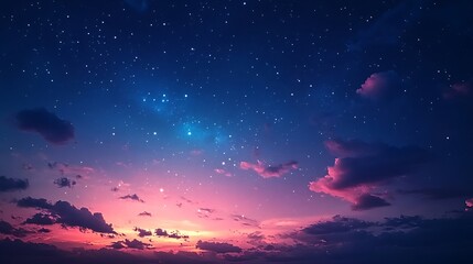 Fototapete - Evening or morning sky with stars and clouds sunset or dawn Abstract natural background : Generative AI