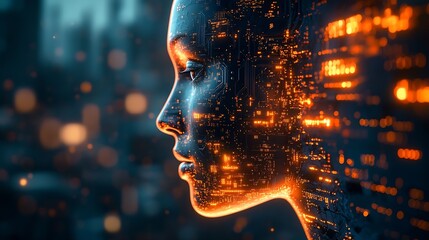 Aufkleber - AI tech enhances businesses by processing data improving decisionmaking developing innovative products automating processes and boosting competitiveness future technology : Generative AI