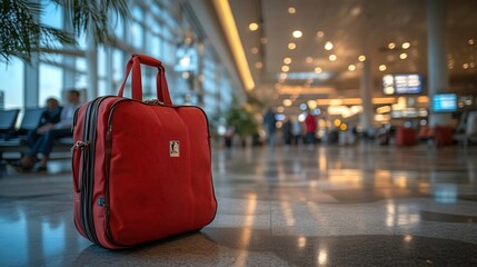 Poster - Airplane passengers baggage at airport terminal hall travel vacation and transportation concept : Generative AI