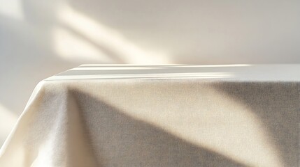 Poster - Table with light tablecloth isolated on white : Generative AI