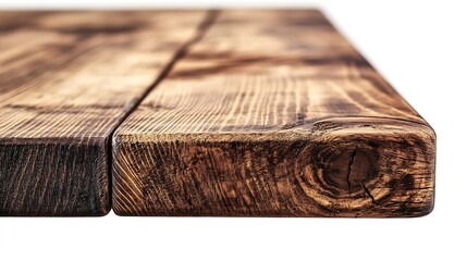 Poster - wooden table corner at  foreground used as product displayed isolated on background with clipping path perspective view of wooden table showing edge of table : Generative AI