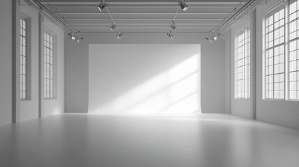 Wall Mural - white room background white empty room with spotlights for products and design white studio room : Generative AI