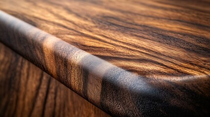 Poster - dark brown walnut wooden table corner at foreground used as product displayed isolated on background with clipping path perspective view of wood table showing edge of table : Generative AI