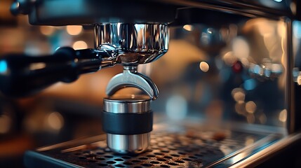 Poster - coffee tamper to coffee machine : Generative AI
