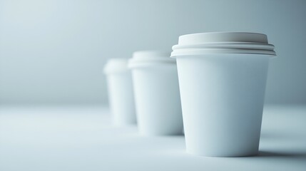 Aufkleber - empty coffee cups on the white background : Generative AI