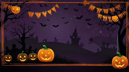 Halloween element and background template illustration