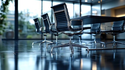 Poster - Conference table and chairs in modern meeting room : Generative AI