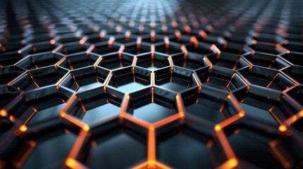 Poster - Abstract Honeycomb Pattern with Orange Glow