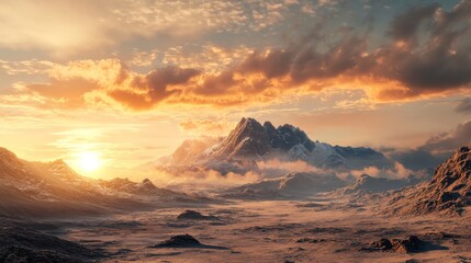 Sticker - Majestic Mountain Landscape at Sunset