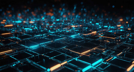 Poster - Futuristic tech network glow abstract background