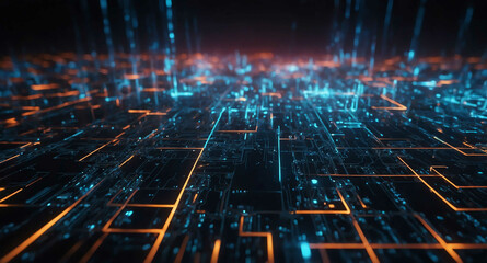 Futuristic tech network glowing abstract background