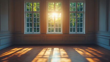 Aufkleber - Empty room with window view : Generative AI