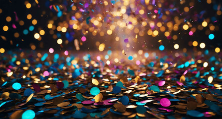 Wall Mural - Glittering confetti swirling lights abstract background