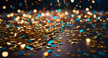 Sticker - Glittering confetti with glowing lights abstract background