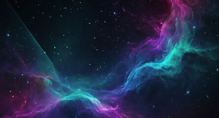 Poster - Glittering stars with neon mist abstract background