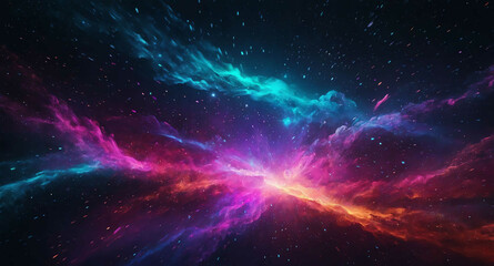glittering stars with neon mist abstract background