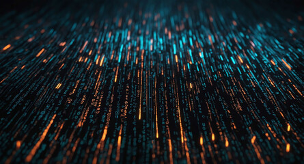 Poster - Glowing binary code stream abstract background