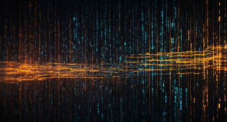 Sticker - Glowing binary code stream abstract background