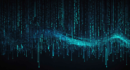 Glowing digital code flow abstract background