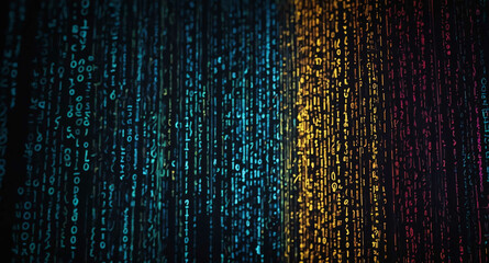 Aufkleber - Glowing digital code flow abstract background