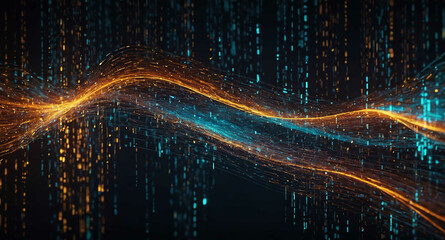 Aufkleber - Glowing digital code flow abstract background