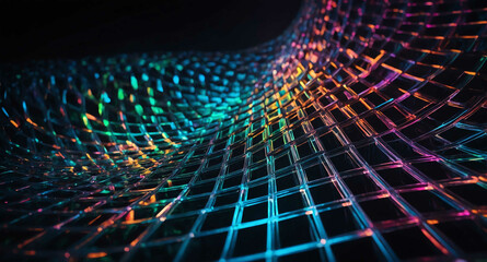 Sticker - Glowing hologram grid swirl abstract background