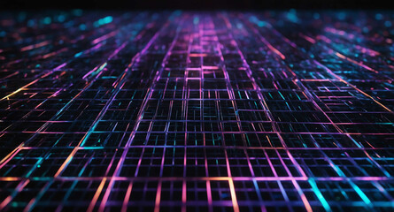 Aufkleber - Glowing holographic tech grid abstract background