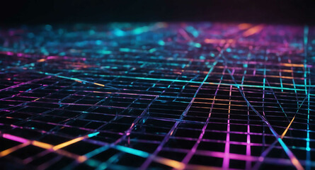 Aufkleber - Glowing holographic tech grid abstract background