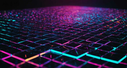 Poster - Glowing holographic tech grid abstract background